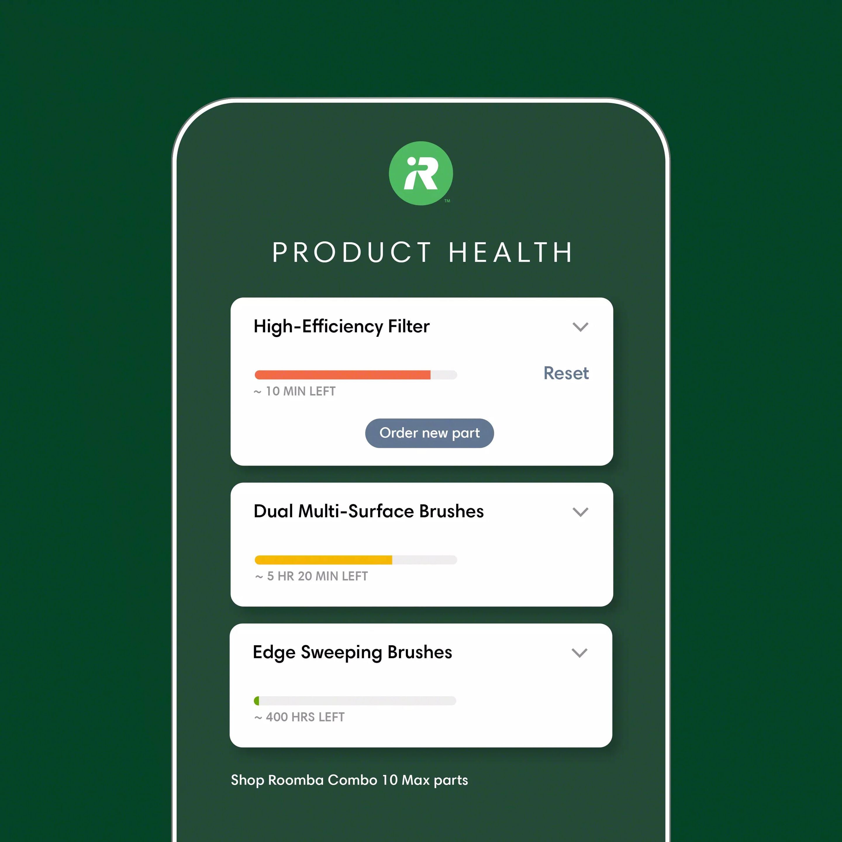 iRobot Home App for robot health monitoring
