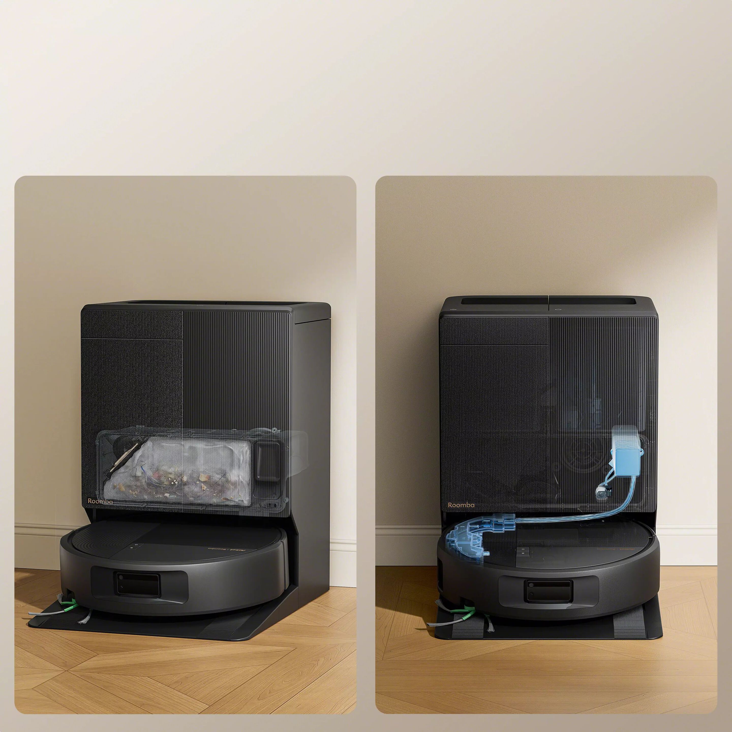 Auto-empty and auto-dispense for hands-free maintenance