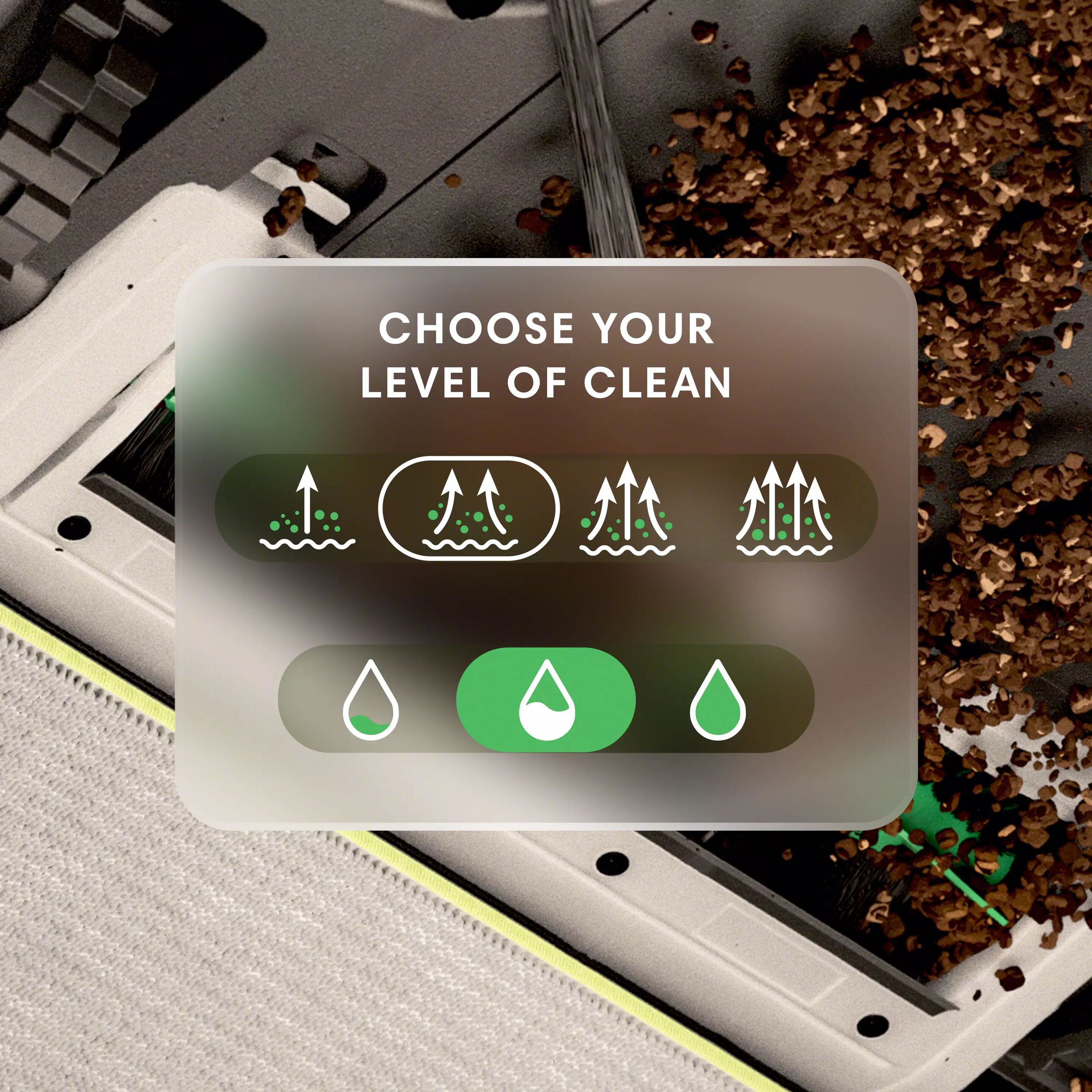 4 levels of suction. 3 levels of liquid